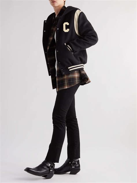 celine varsity jacket black|Celine homme bomber jacket.